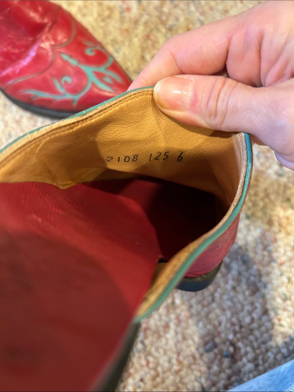 Old Gringo Red Leather Pointed Mule with Teal Trim - Picture 5 of 6